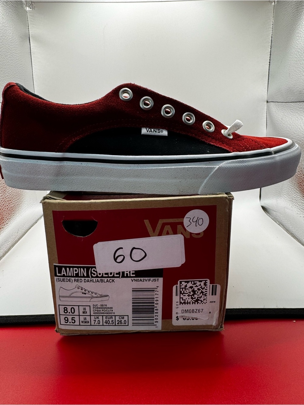 Vans Lampin Suede Low-Top Sneaker — Red Dahlia/Black